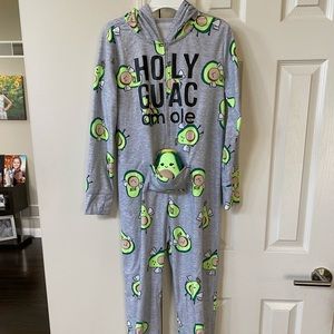 Justice Holy Guacamole Girls Onesie PJs w/Hood and Pocket for Plush